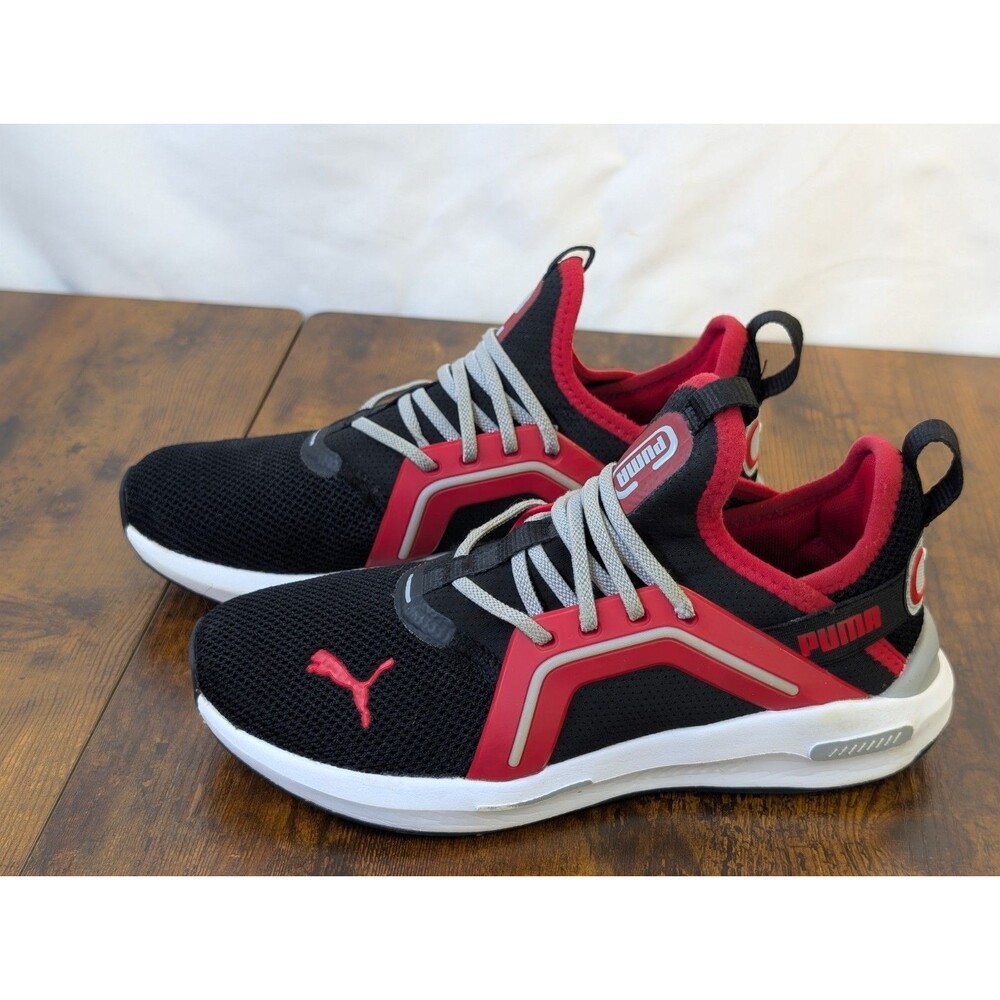 PUMA Softride Enzo 5 AC Kids Shoes Size 3C Black Red Gray 401511-05 EXCELLENT